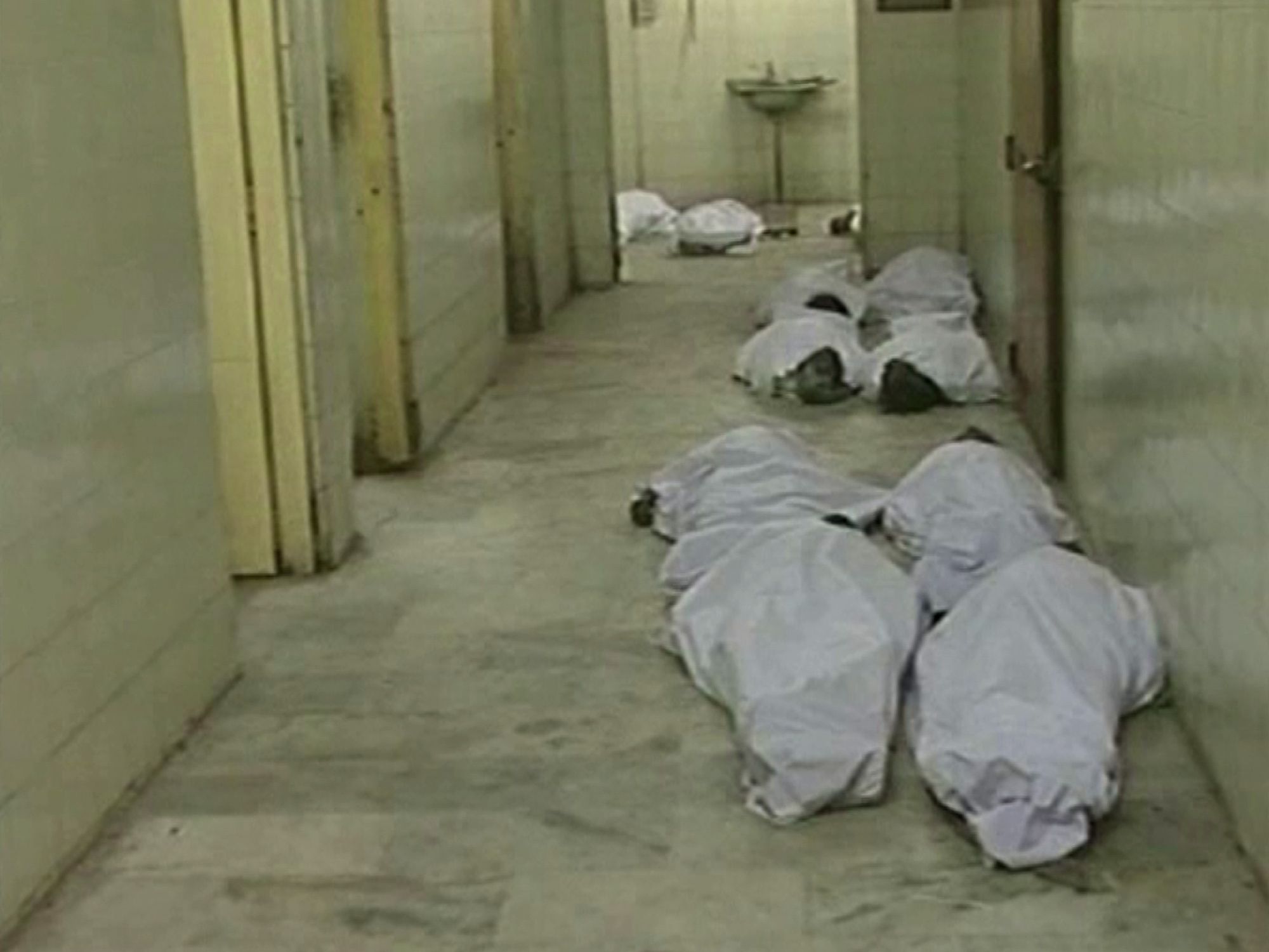 Bodies lying on a mortuary’s floor in Tamil Nadu following the devastating tsunami.